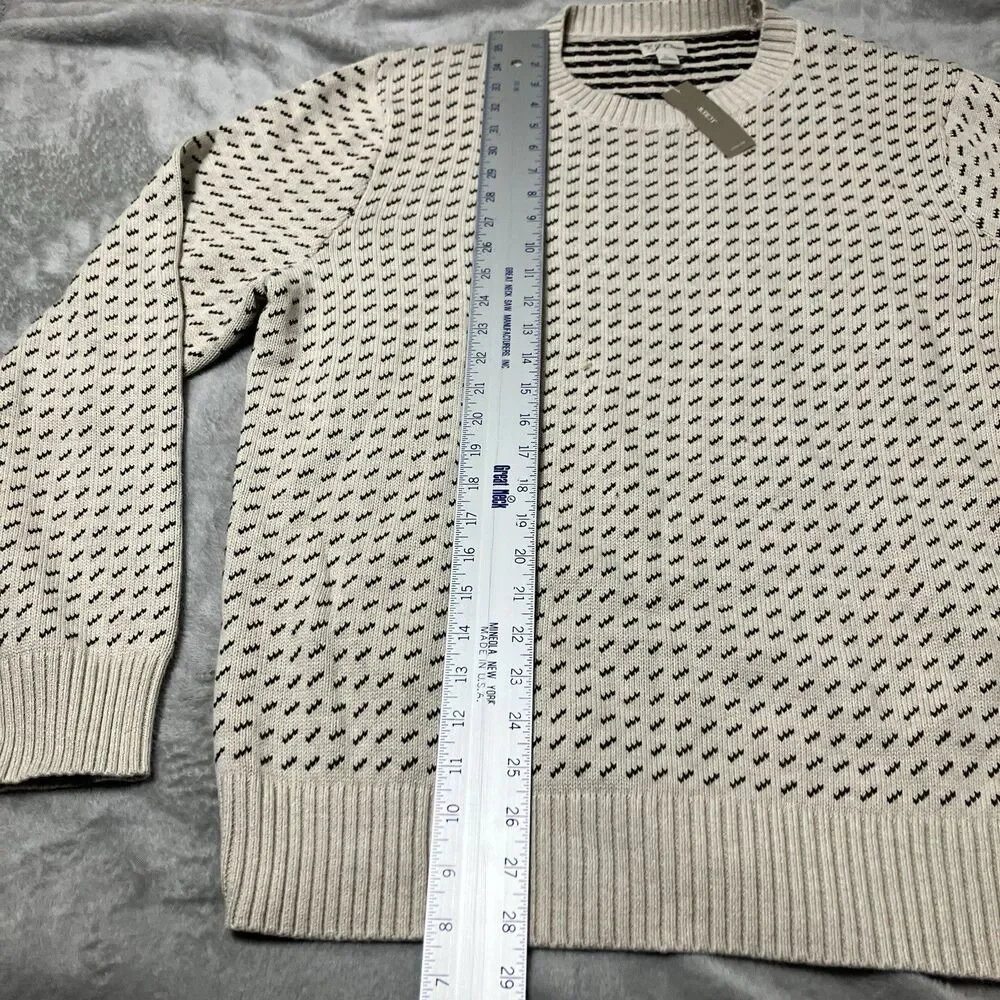 J Crew Sweater Mens L Cream Knit Textured Crewneck Heavyweight Preppy